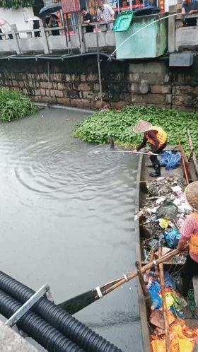 竹竿加七星漂，温州大叔在城市河道中钓获罕见大黑鱼，1米多长